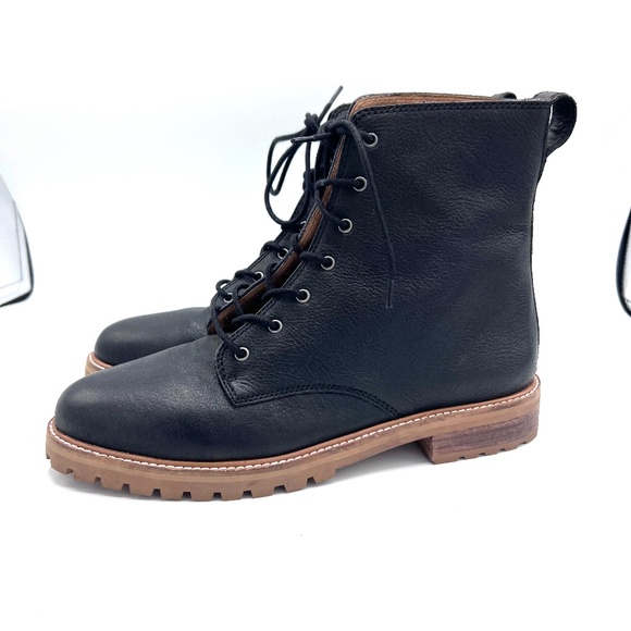 Madewell Women Combat Boot The Clair Leather Lace Up MA979 Black Grunge Punk - Picture 9 of 16